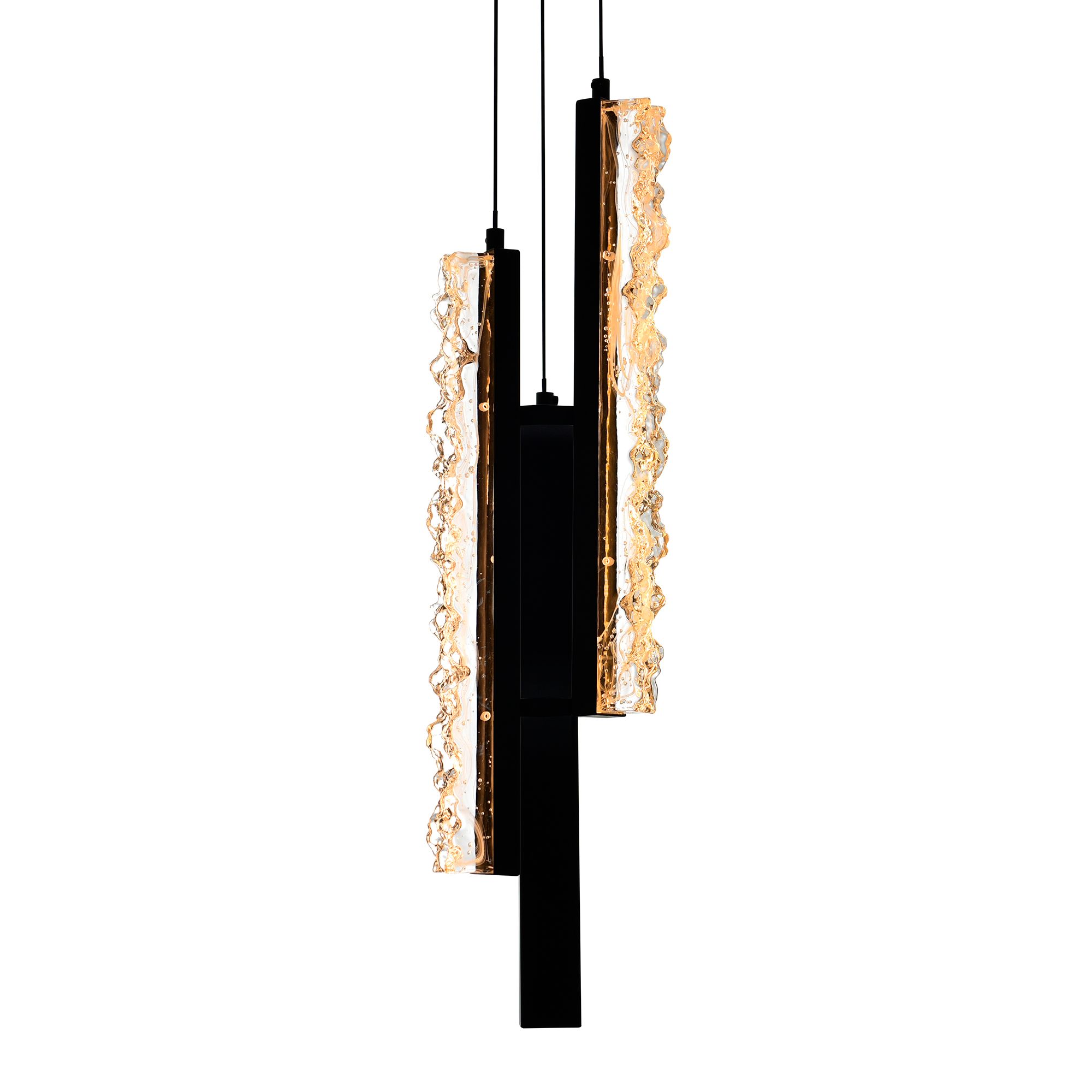 Image 3 Stagger Integrated LED 6in Black Mini Pendant with Handcrafted Glass more views