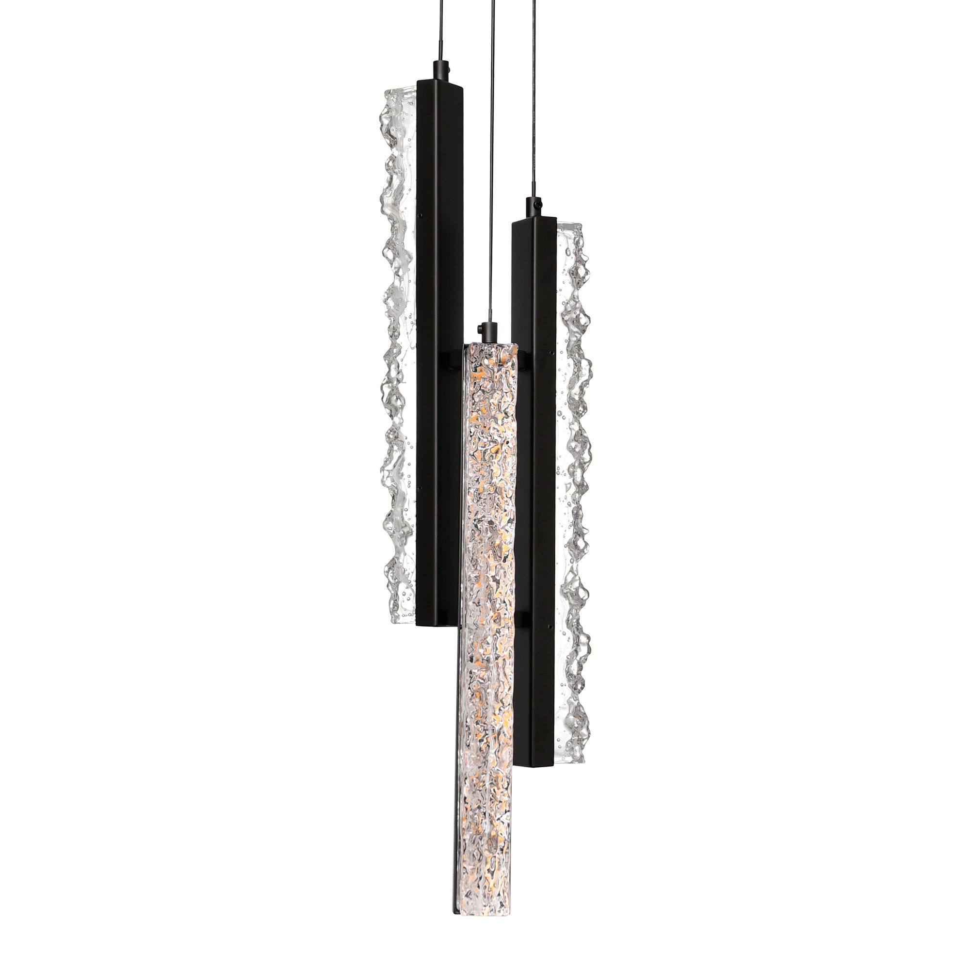 Image 4 Stagger Integrated LED 6in Black Mini Pendant with Handcrafted Glass more views
