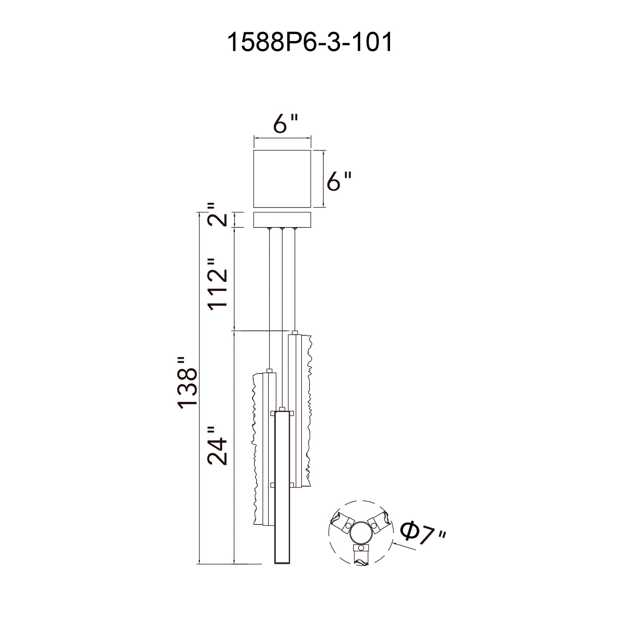 Image 7 Stagger Integrated LED 6in Black Mini Pendant with Handcrafted Glass more views
