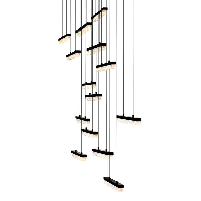 Image 3 Stagger Integrated LED Black Chandelier more views