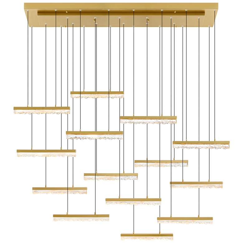 Image 1 Stagger Integrated LED Brass Chandelier