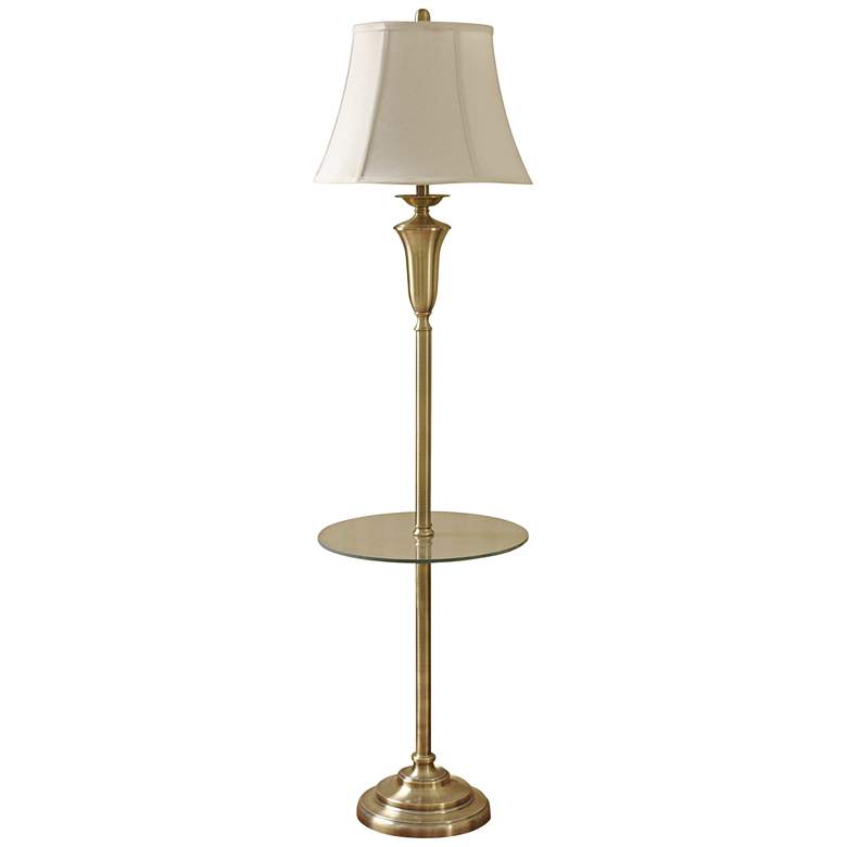 Image 2 Staicey 61 inch Traditional Brushed Brass Finish Tray Table Floor Lamp