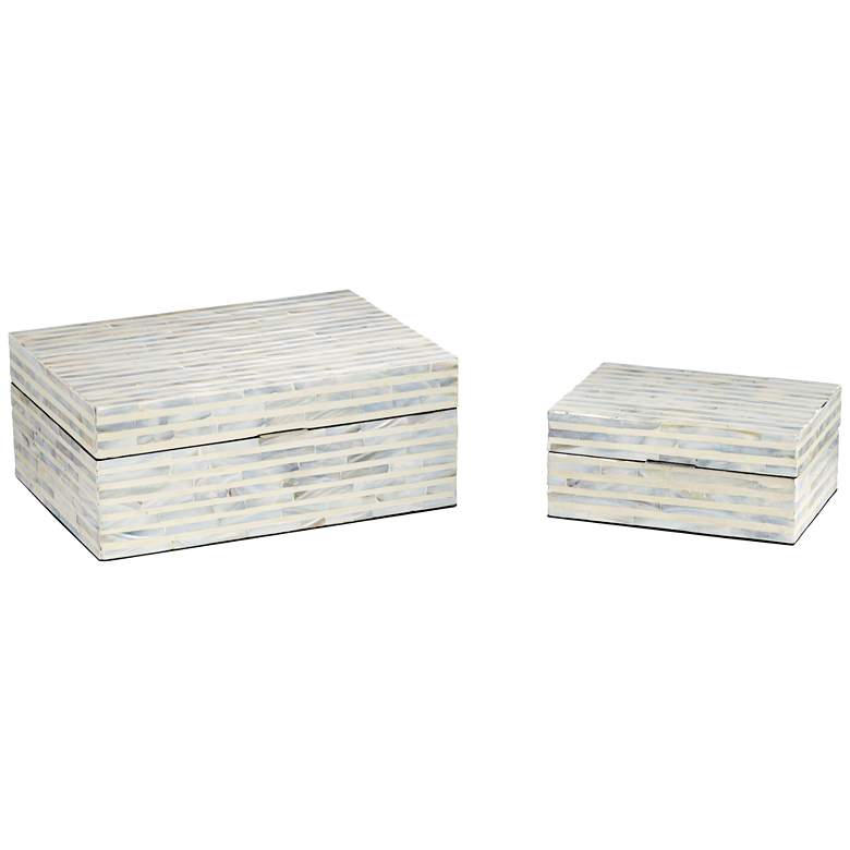 Image 1 Stained White Mother of Pearl Wood Decorative Boxes Set of 2