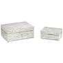 Stained White Mother of Pearl Wood Decorative Boxes Set of 2