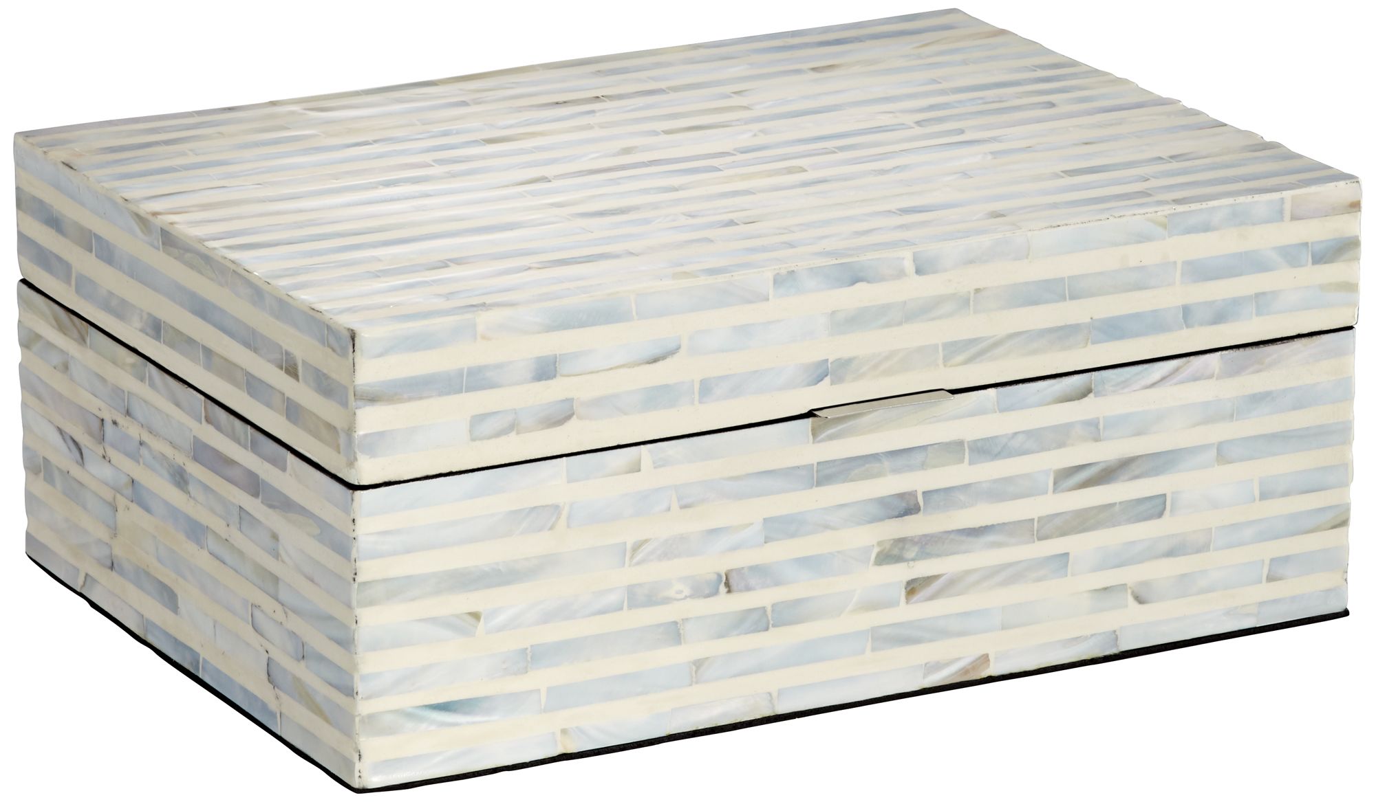 Image 4 Stained White Mother of Pearl Wood Decorative Boxes Set of 2 more views