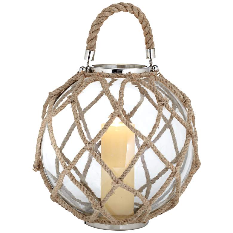 Image 1 Stainless Steel Globe Lantern With Rope Accents