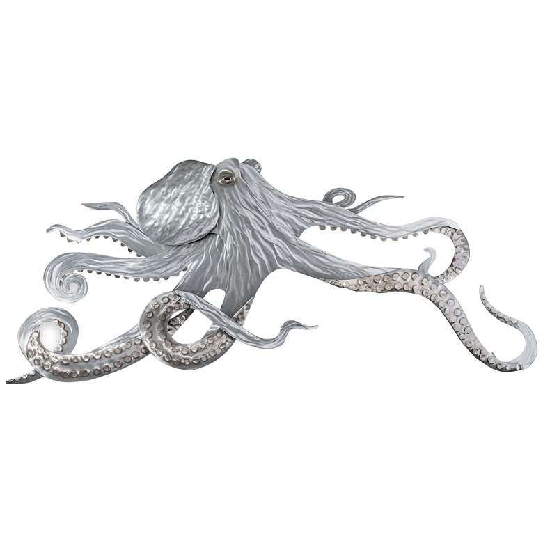 Image 1 Stainless Steel Octopus 58" Wide Metal Wall Sculpture