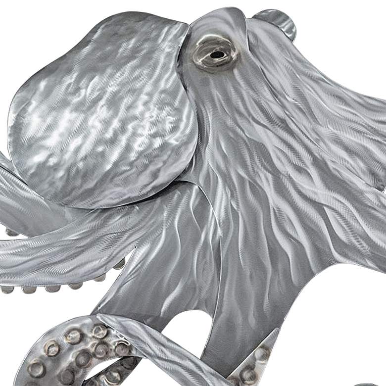 Image 2 Stainless Steel Octopus 58 inch Wide Metal Wall Sculpture more views