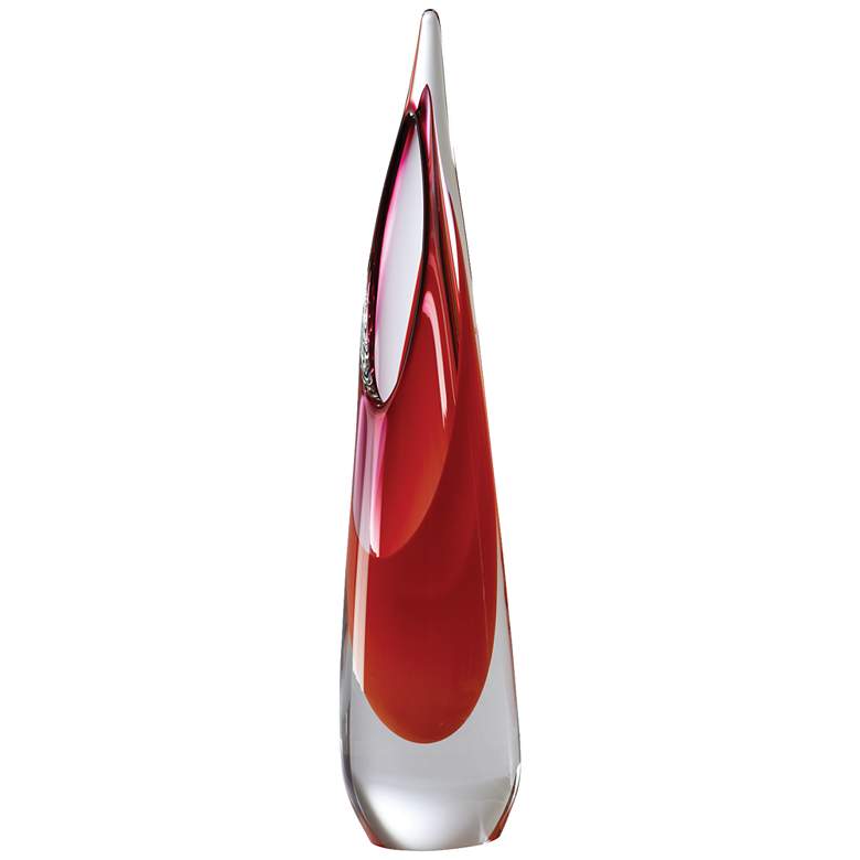 Image 1 Stalagmite Fire Red 17 1/2 inch High Clear Glass Teardrop Vase