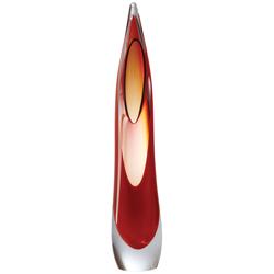 Stalagmite Fire Red 24 1/2&quot; High Clear Glass Teardrop Vase