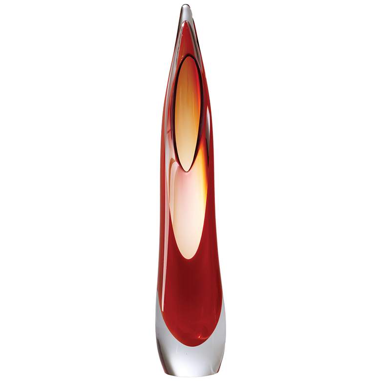 Image 1 Stalagmite Fire Red 24 1/2" High Clear Glass Teardrop Vase