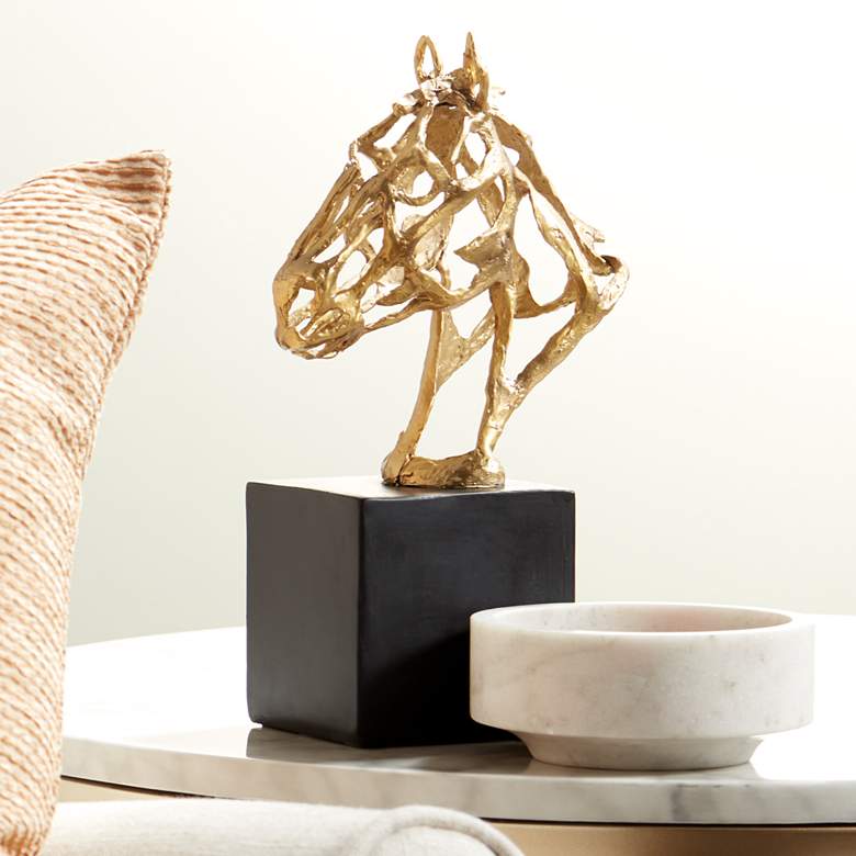 Image 1 Stallion Gold 10 1/2 inch High Horse Head Figurine