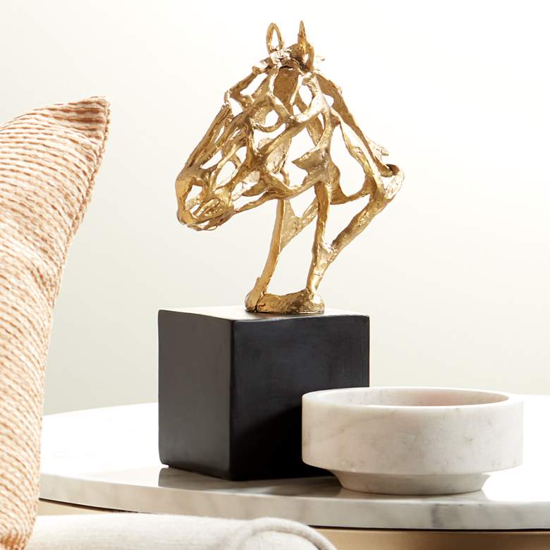 Image 1 Stallion Gold 10 1/2" High Horse Head Figurine
