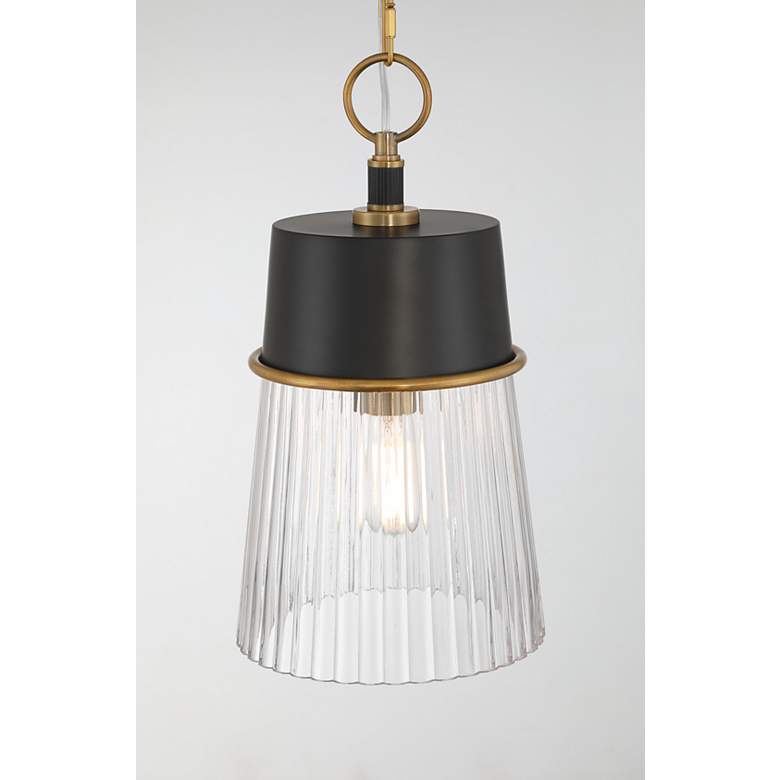 Image 4 Stamford 9" Wide Brass and Matte Black Mini Pendant more views