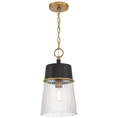 Stamford 9" Wide Brass and Matte Black Mini Pendant