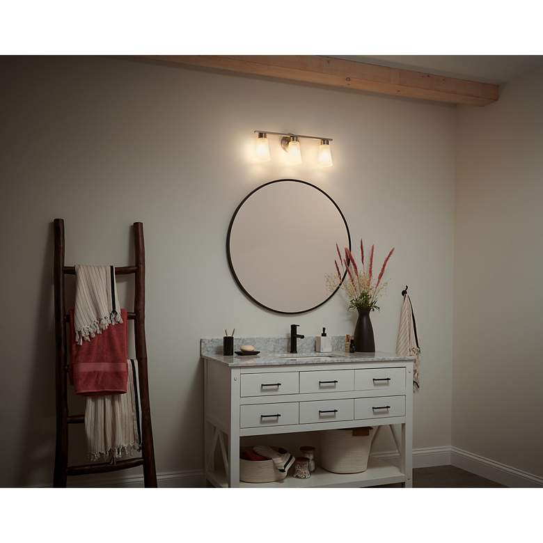 Image 7 Stamos 22-in 3-Light Brushed Nickel Transitional Vanity Light more views