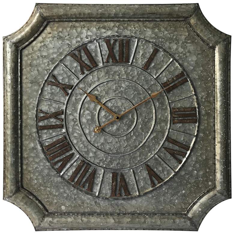 Image 1 Stamped Metal 22 3/4 inch Octagon Wall Clock