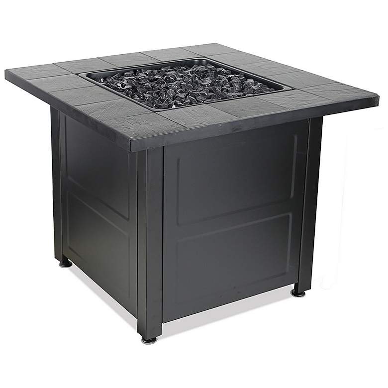 Image 2 Stamped Tile Mantel 30" Wide LP Gas Fire Pit Table more views