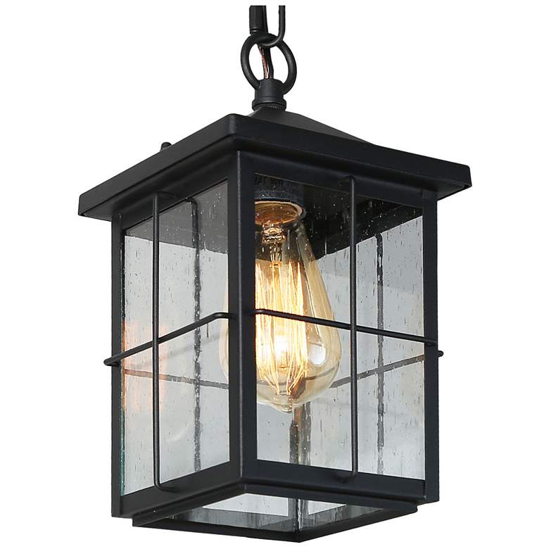 Image 1 Stan 11.4 inch High Black Glass Outdoor Hanging Light