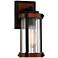 Stan 11 3/4" High Black and Dark Wood Outdoor Wall Light