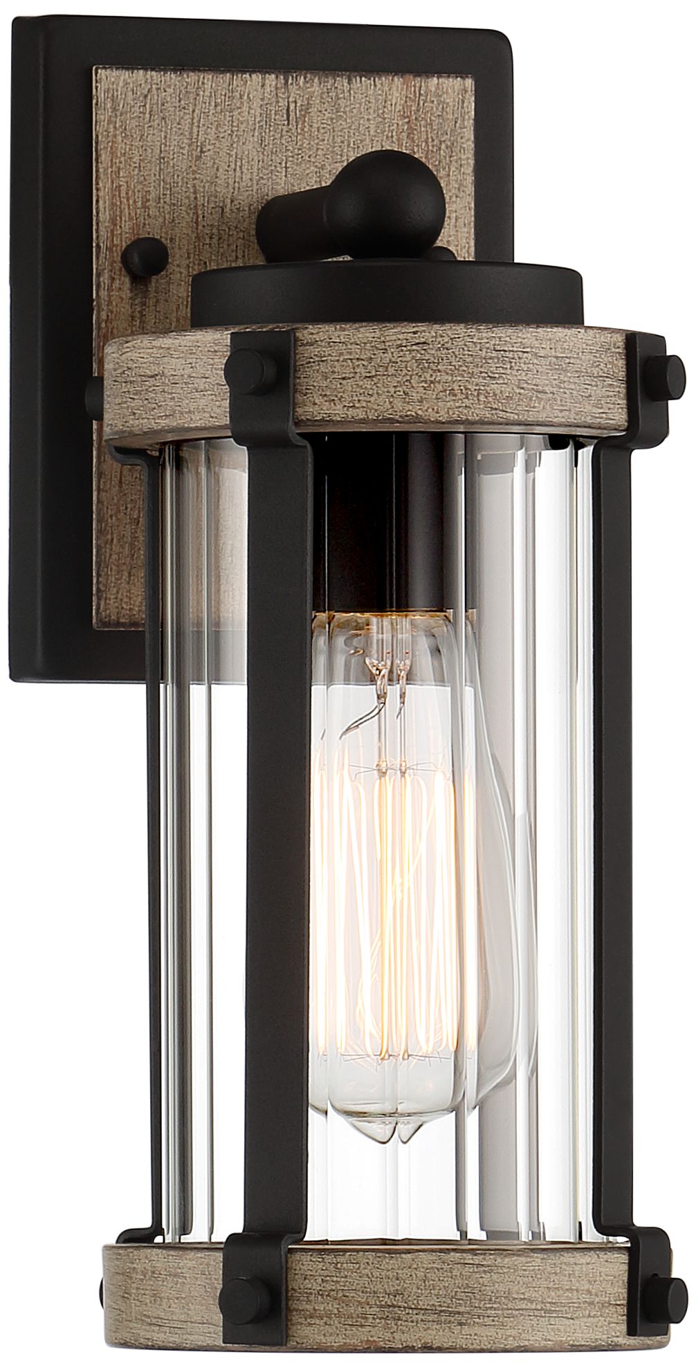 Stan 11 3/4" High Black and Gray Wood Outdoor Wall Light 99W28