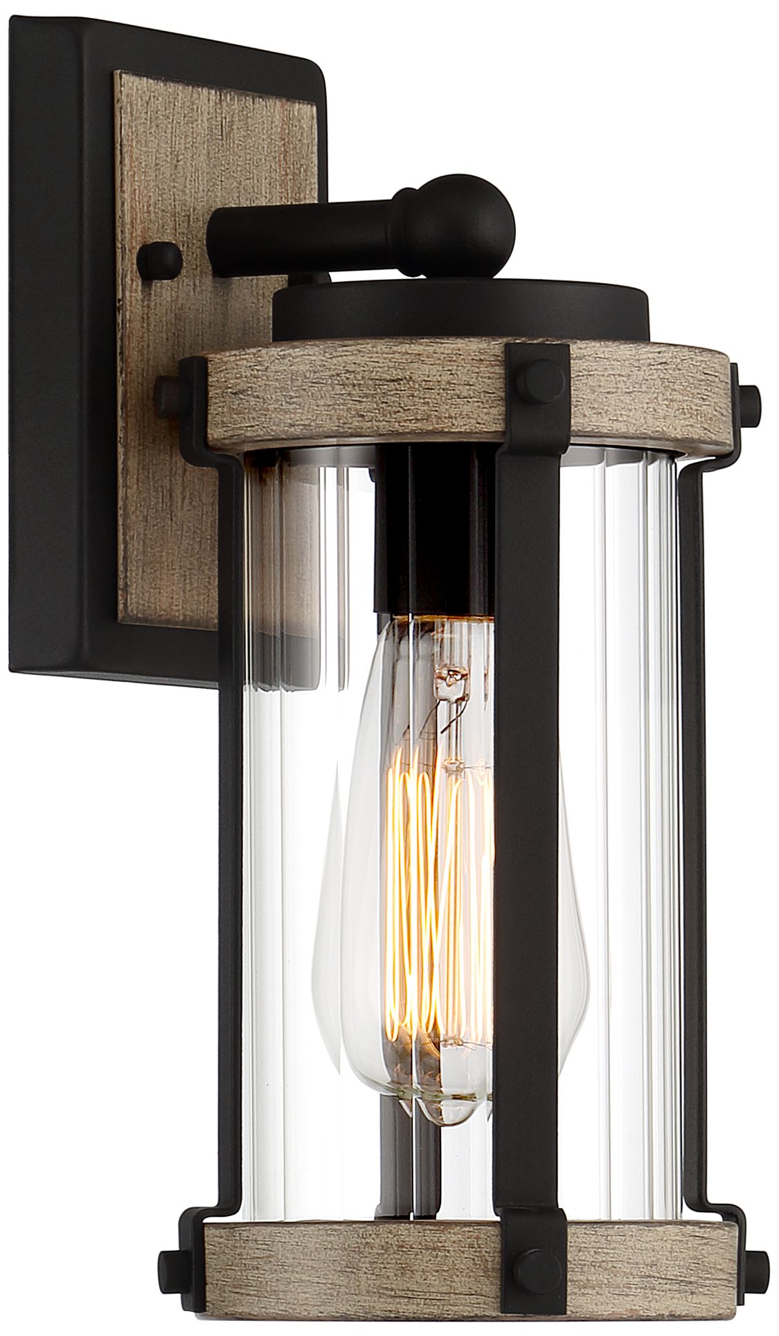 Stan 11 3/4" High Black and Gray Wood Outdoor Wall Light 99W28