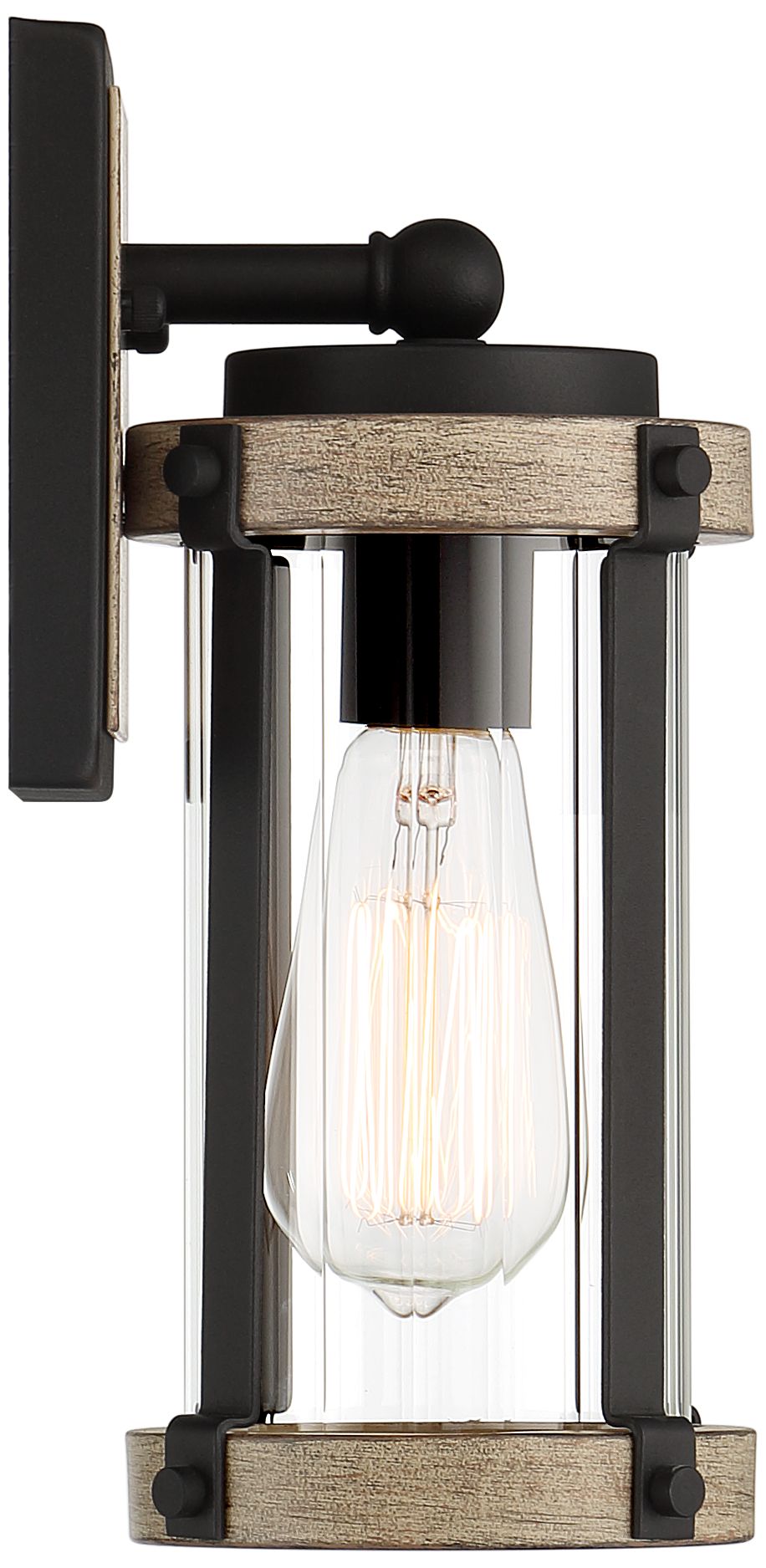 Stan 11 3/4" High Black and Gray Wood Outdoor Wall Light 99W28