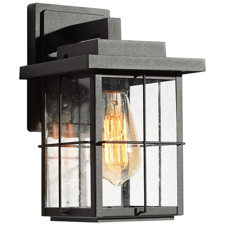 Image 1 Stan 11" High Black Glass Outdoor Wall Light
