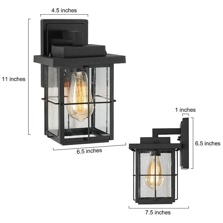 Image 5 Stan 11" High Black Glass Outdoor Wall Light more views