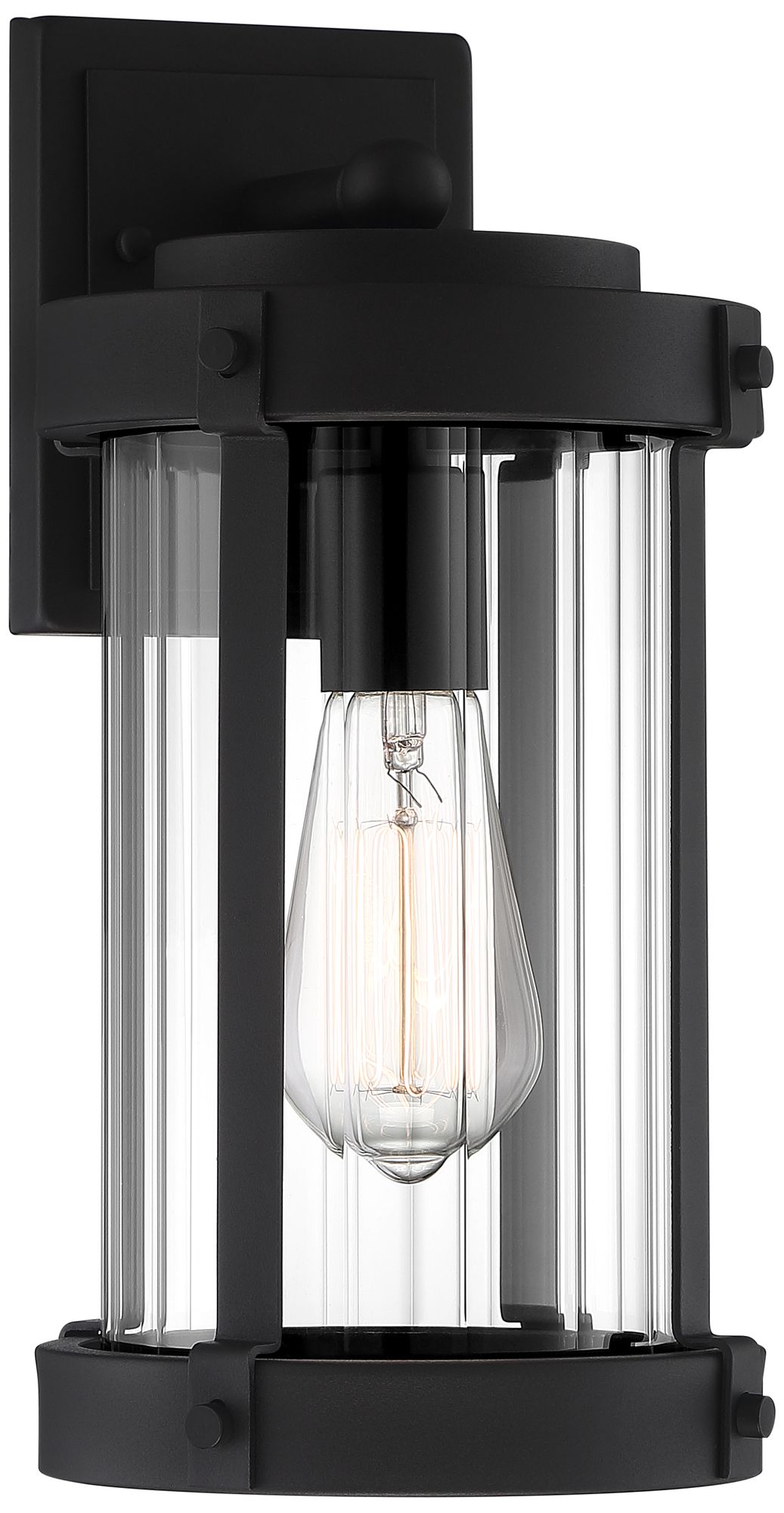 Stan 13 3/4" High Black and Dark Wood Outdoor Wall Light 87V88