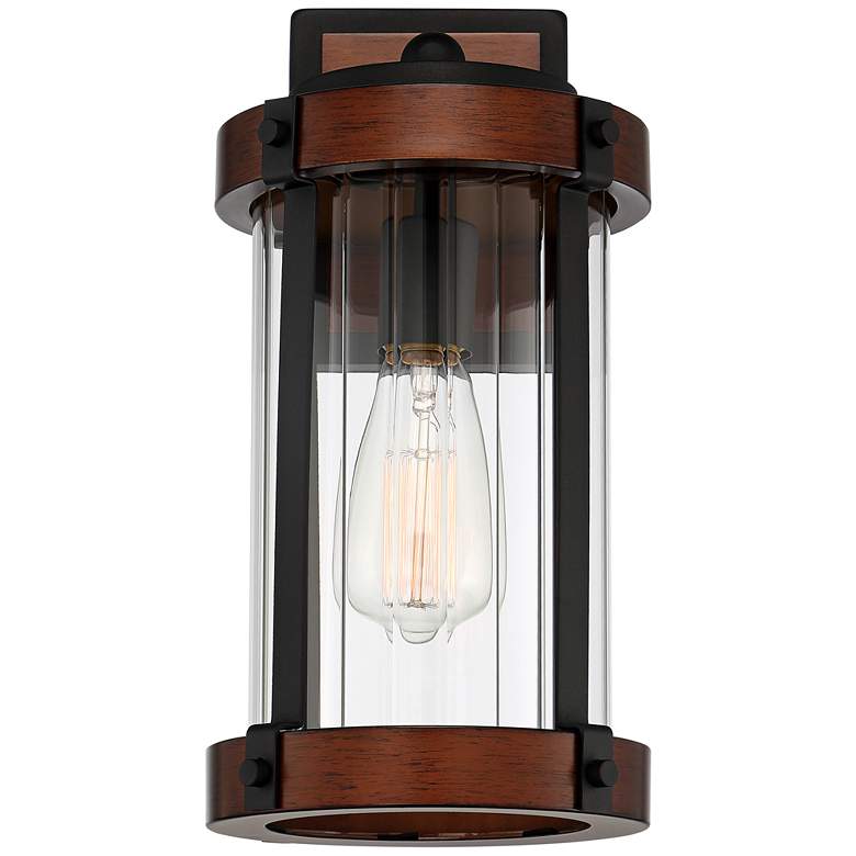 Image 4 Stan 13 3/4" High Black and Dark Wood Outdoor Wall Light Set of 2 more views