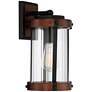 Stan 13 3/4" High Black and Dark Wood Outdoor Wall Light Set of 2