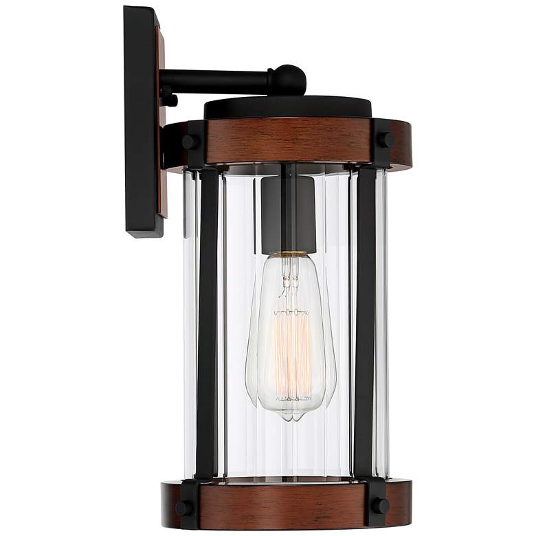 Image 6 Stan 13 3/4" High Black and Dark Wood Outdoor Wall Light Set of 2 more views
