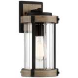 Stan 13 3/4&quot; High Black and Gray Wood Outdoor Wall Light