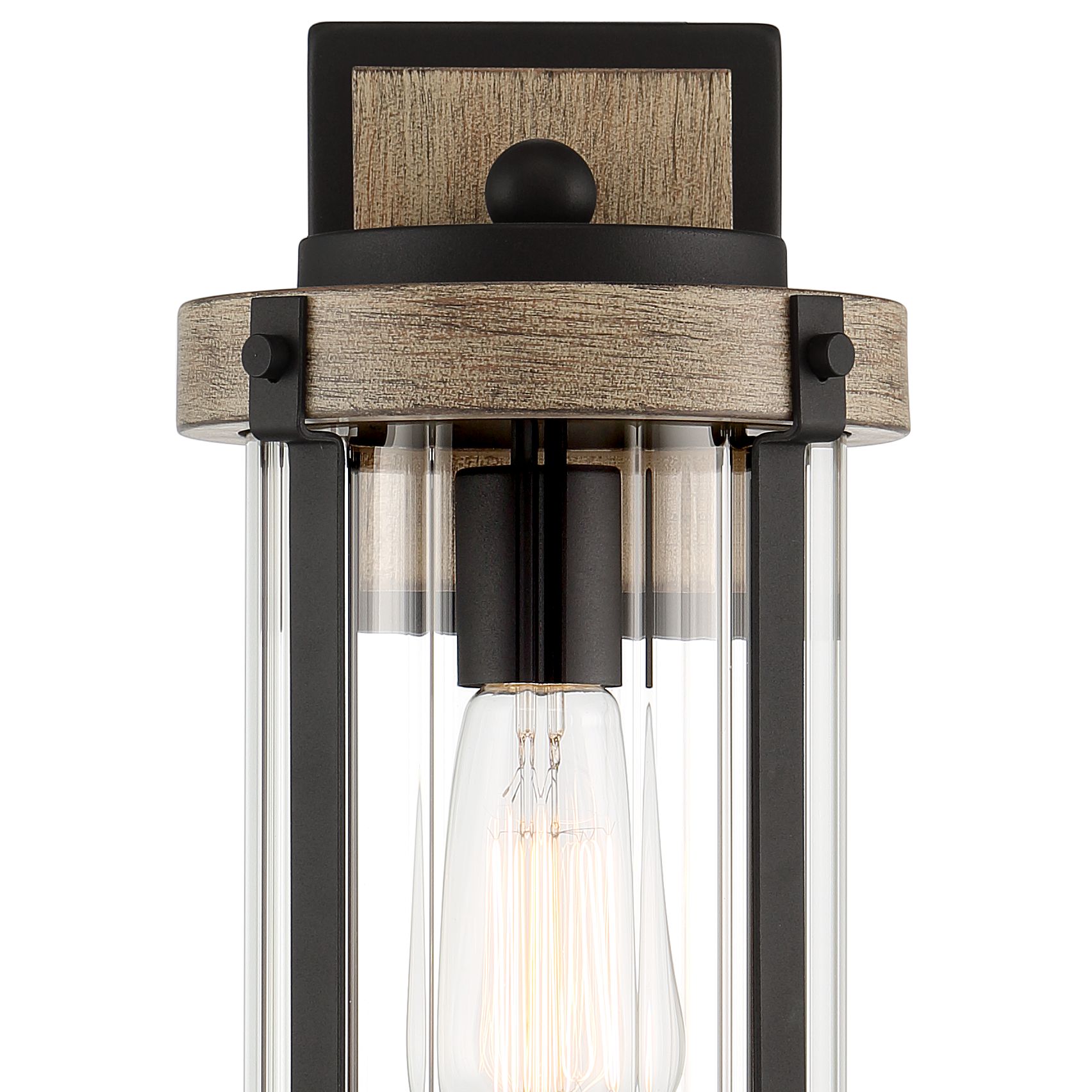 Stan 13 3/4" High Black and Gray Wood Outdoor Wall Light 99W29