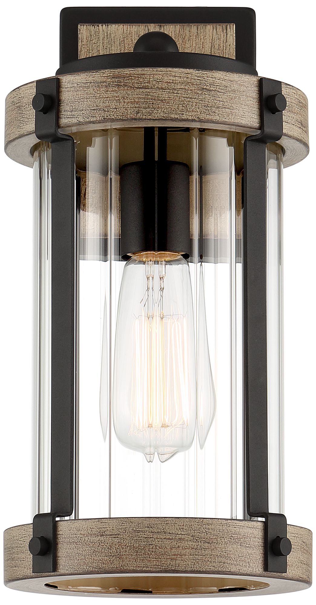 Stan 13 3/4" High Black and Gray Wood Outdoor Wall Light 99W29