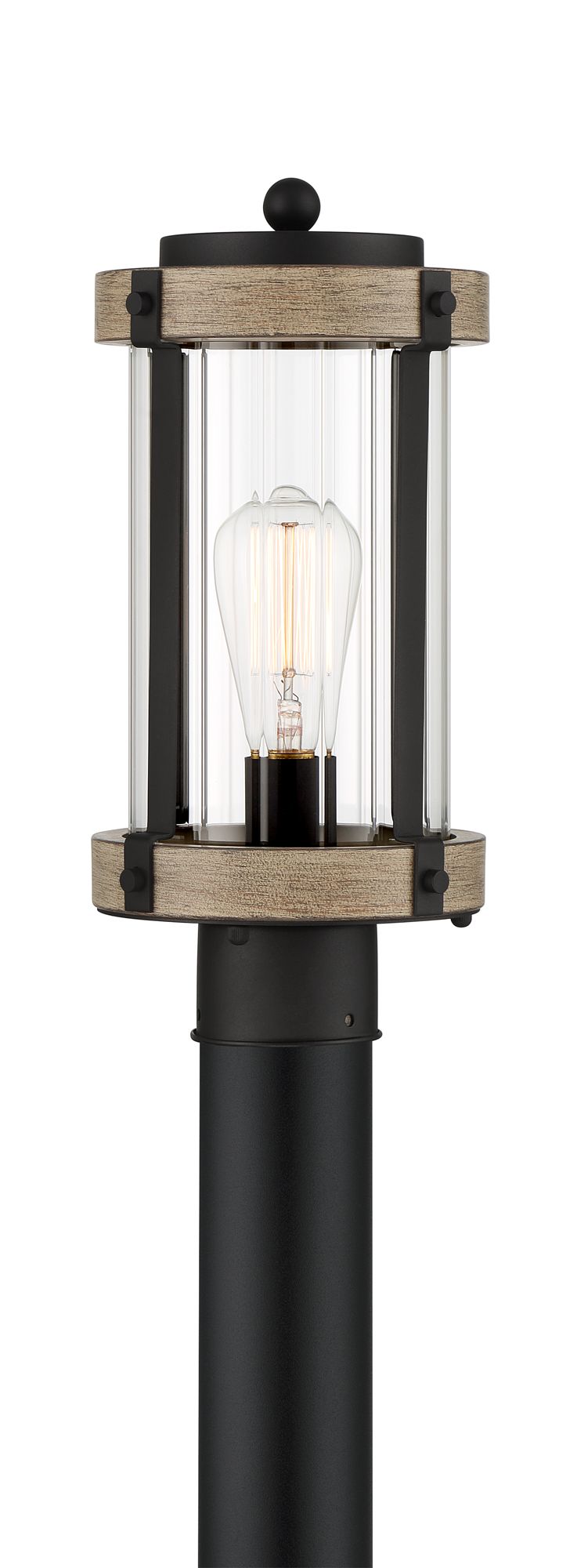 Stan 14 1/2" High Black and Gray Wood Outdoor Post Light 99W30