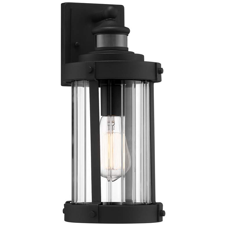 Image 2 Stan 15" High Texture Black Motion Sensor Outdoor Wall Light