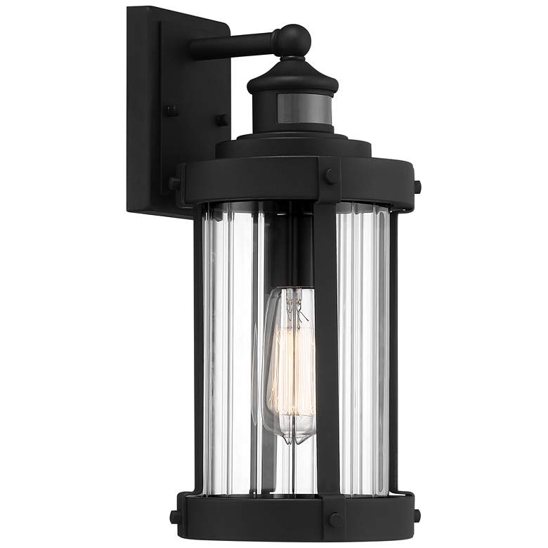 Image 5 Stan 15" High Texture Black Motion Sensor Outdoor Wall Light more views