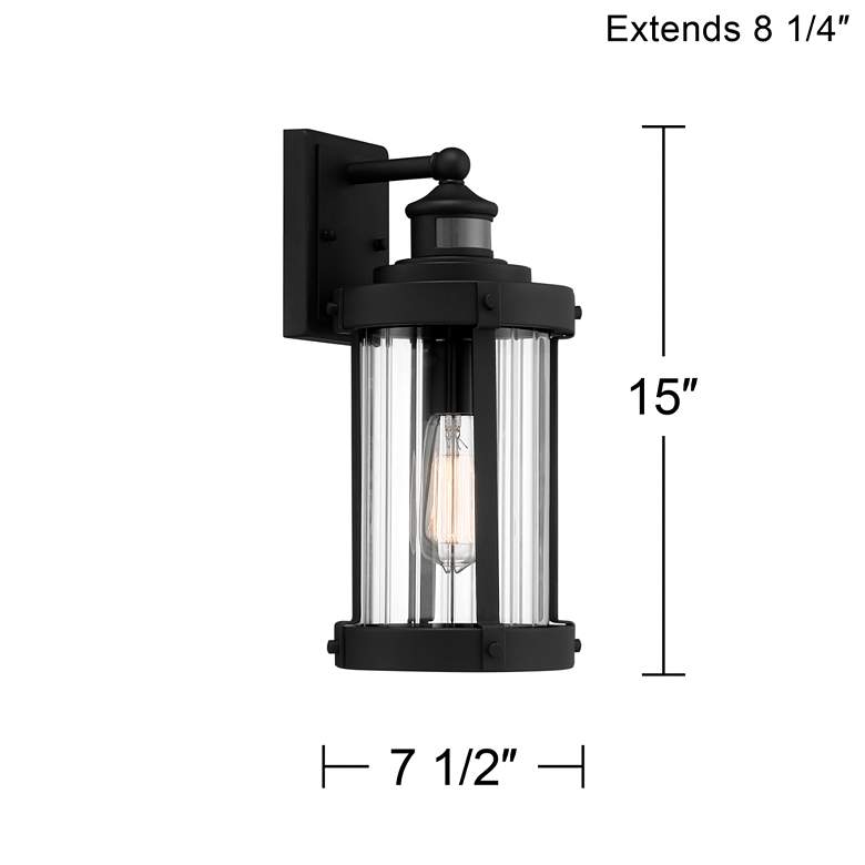 Image 7 Stan 15" High Texture Black Motion Sensor Outdoor Wall Light more views