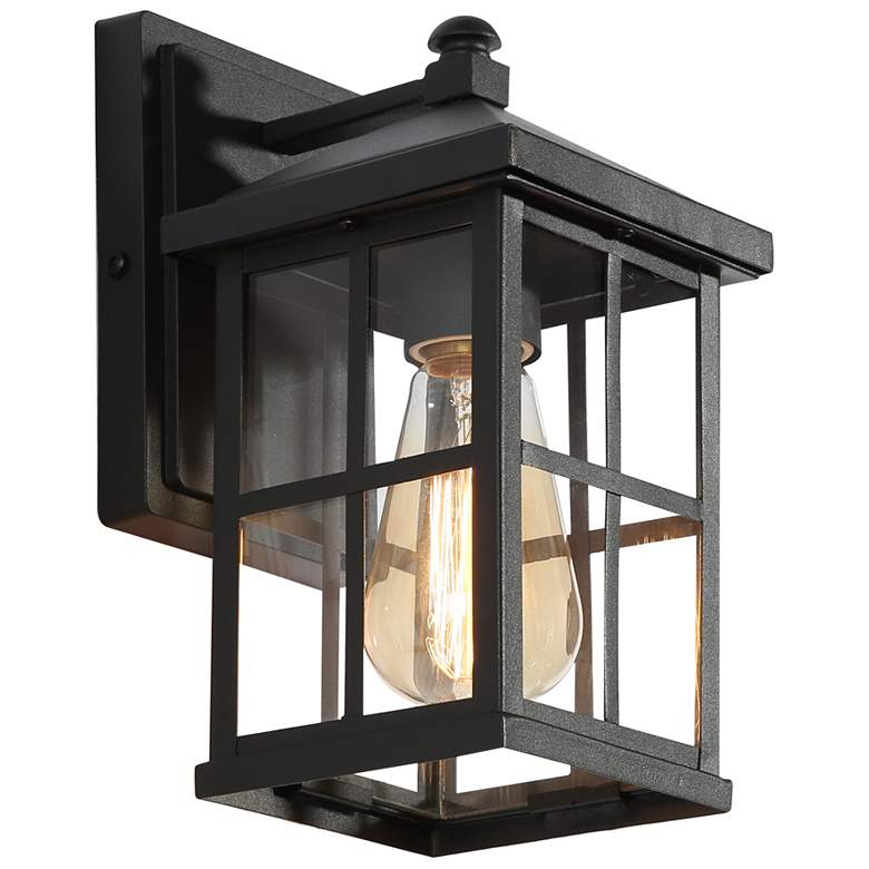 Image 1 Stan 9.8 inch High Black Glass Outdoor Wall Light