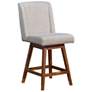 Stancoste 26 in. Swivel Barstool in Brown Oak Finish, Taupe Fabric