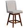 Stancoste 26 in. Swivel Barstool in Brown Oak Finish, Taupe Fabric