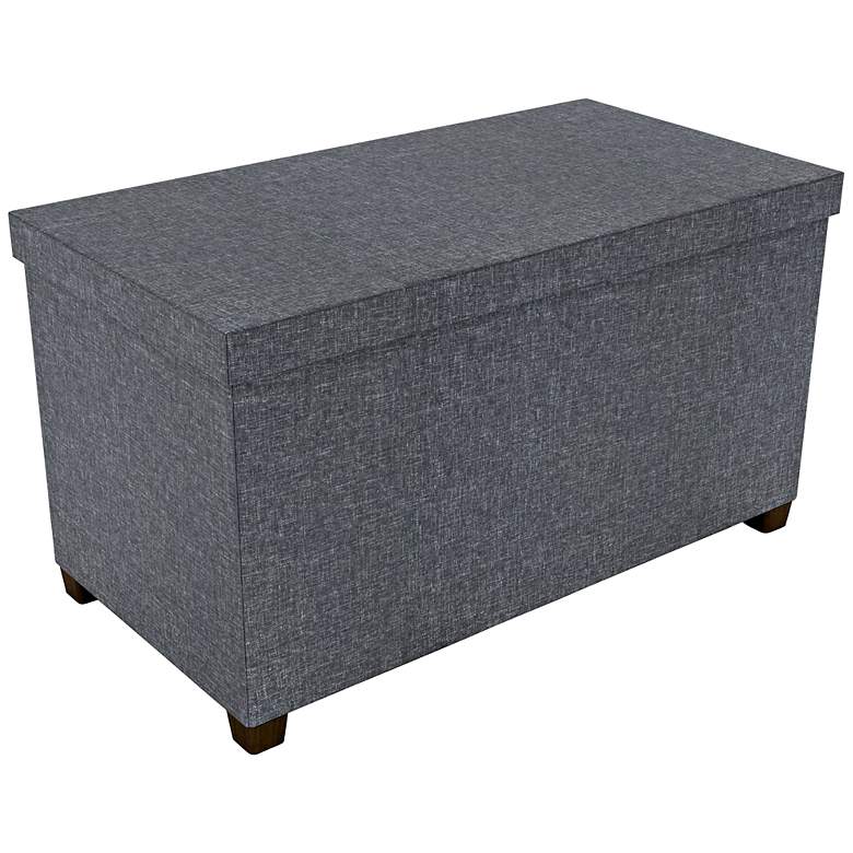 Image 1 Standard Dark Gray Fabric Rectangular Storage Bench