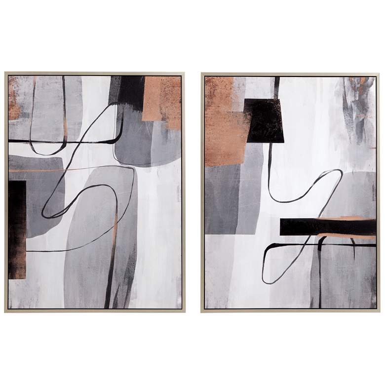 Image 1 Standards 35" x 47" Silver Framed Canvas Set of 2