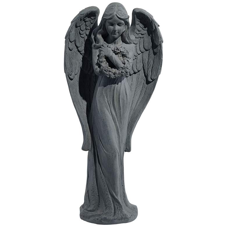 Image 1 Standing Angel 25 inch High Faux Greystone Indoor-Outdoor Statue