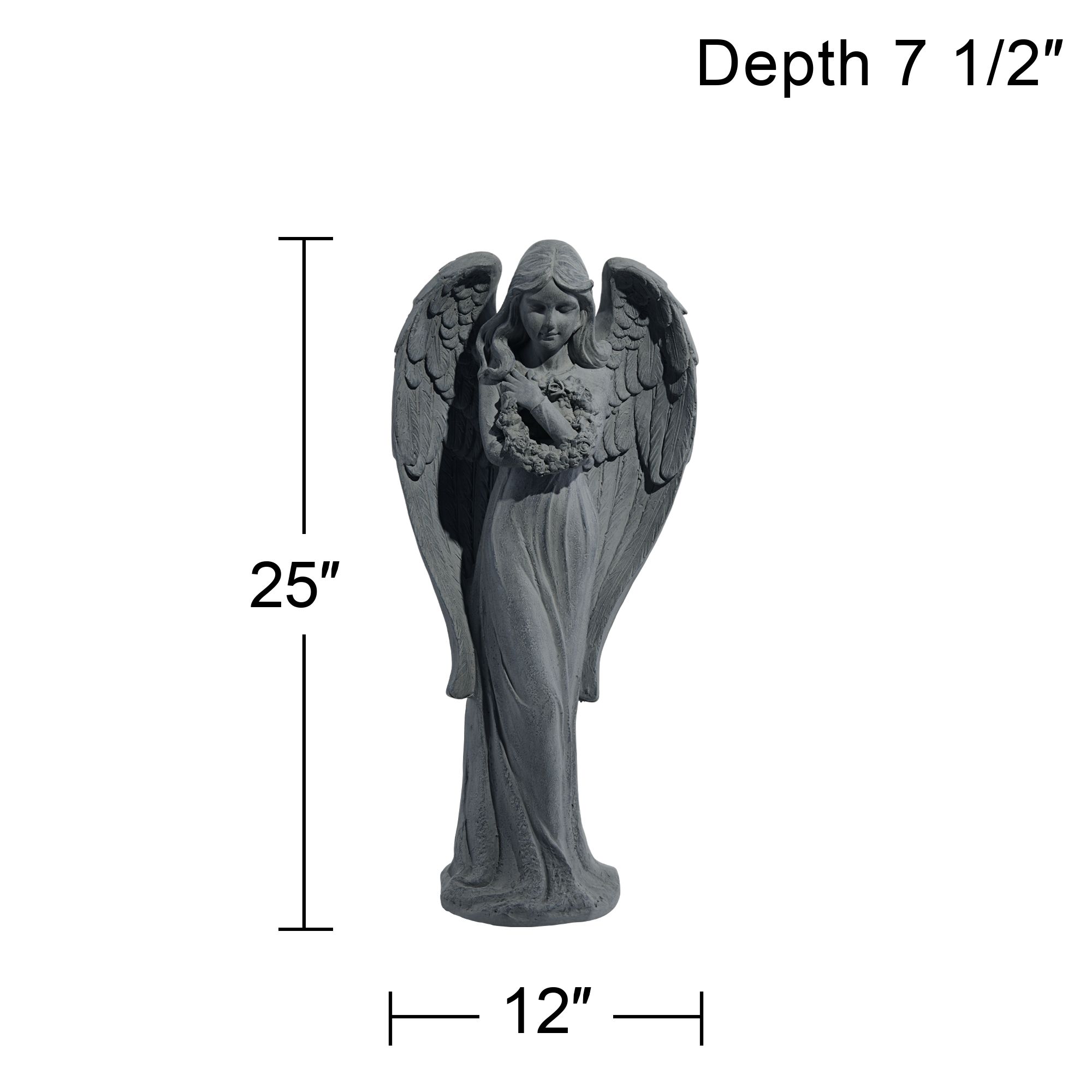 Standing Angel 25" High Faux Greystone Indoor-Outdoor Statue