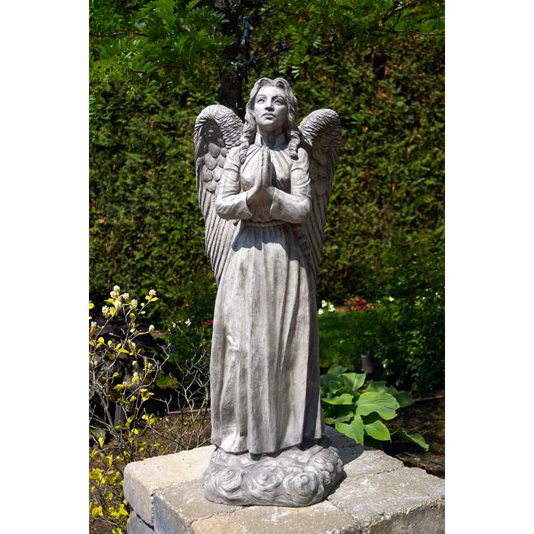 Image 1 Standing Angel 37 inch High Trevia Graystone Outdoor Statue