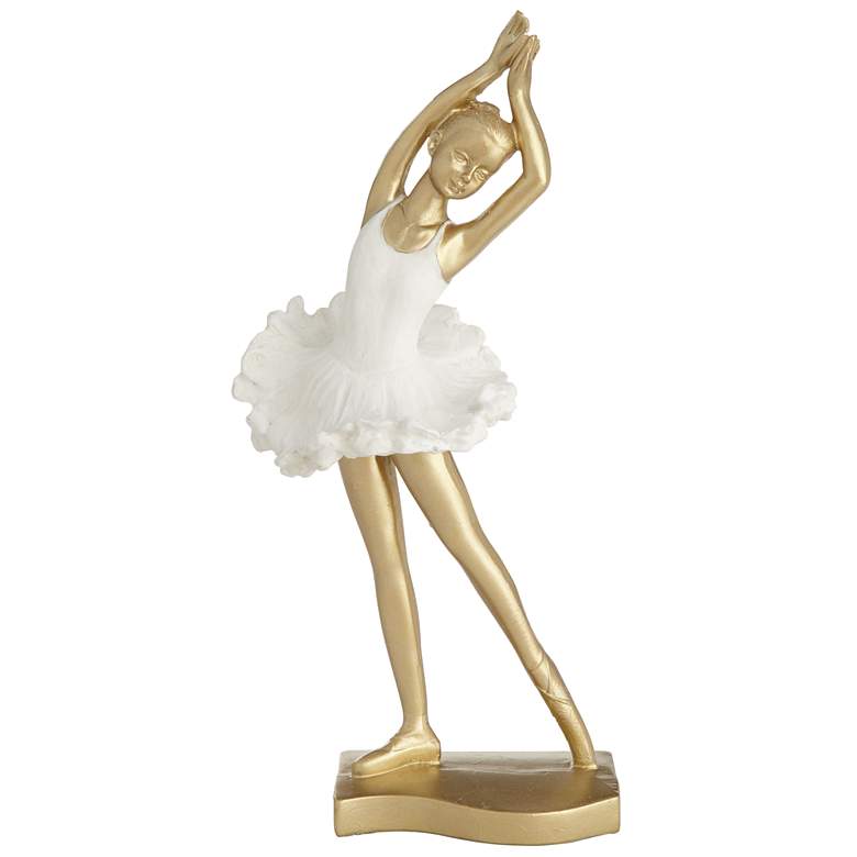 Image 3 Standing Ballerina 9 1/4" High Matte Gold and White Statue more views