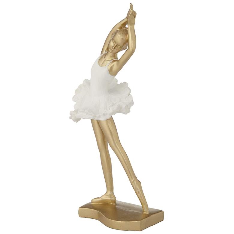 Image 4 Standing Ballerina 9 1/4" High Matte Gold and White Statue more views